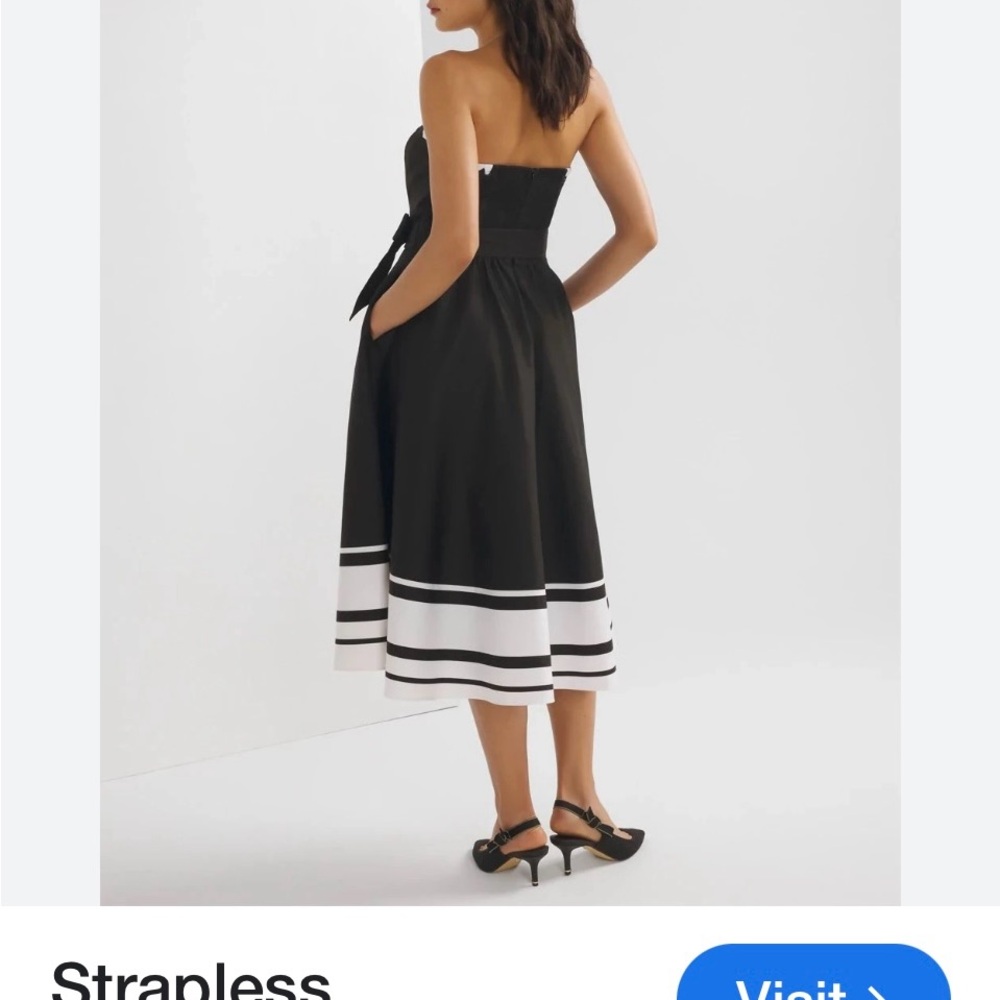 BRAND New!!!White House Black market Elegant Black and White Strapless Dress - Picture 3 of 13